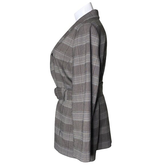Calvin Klein Black White Houndstooth Belted Jacket Long Sleeves Women's Size 24W - Picture 5 of 9